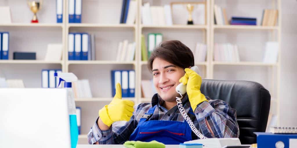 Cleaner on the phone