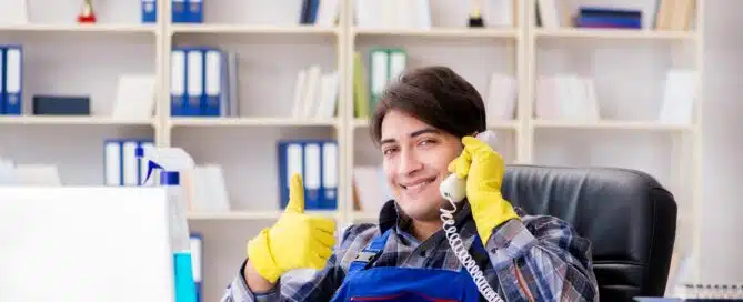 Cleaner on the phone