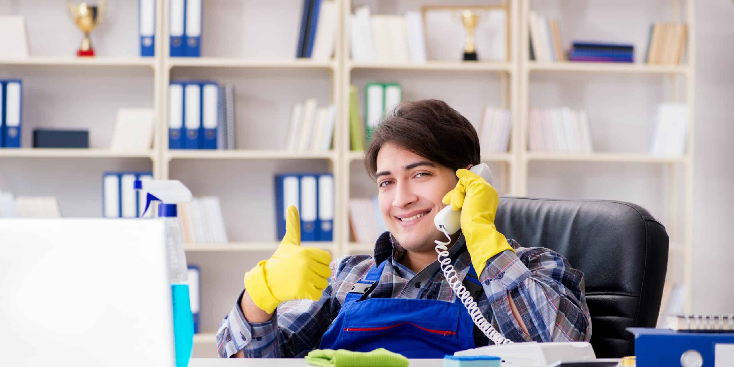 Cleaner on the phone